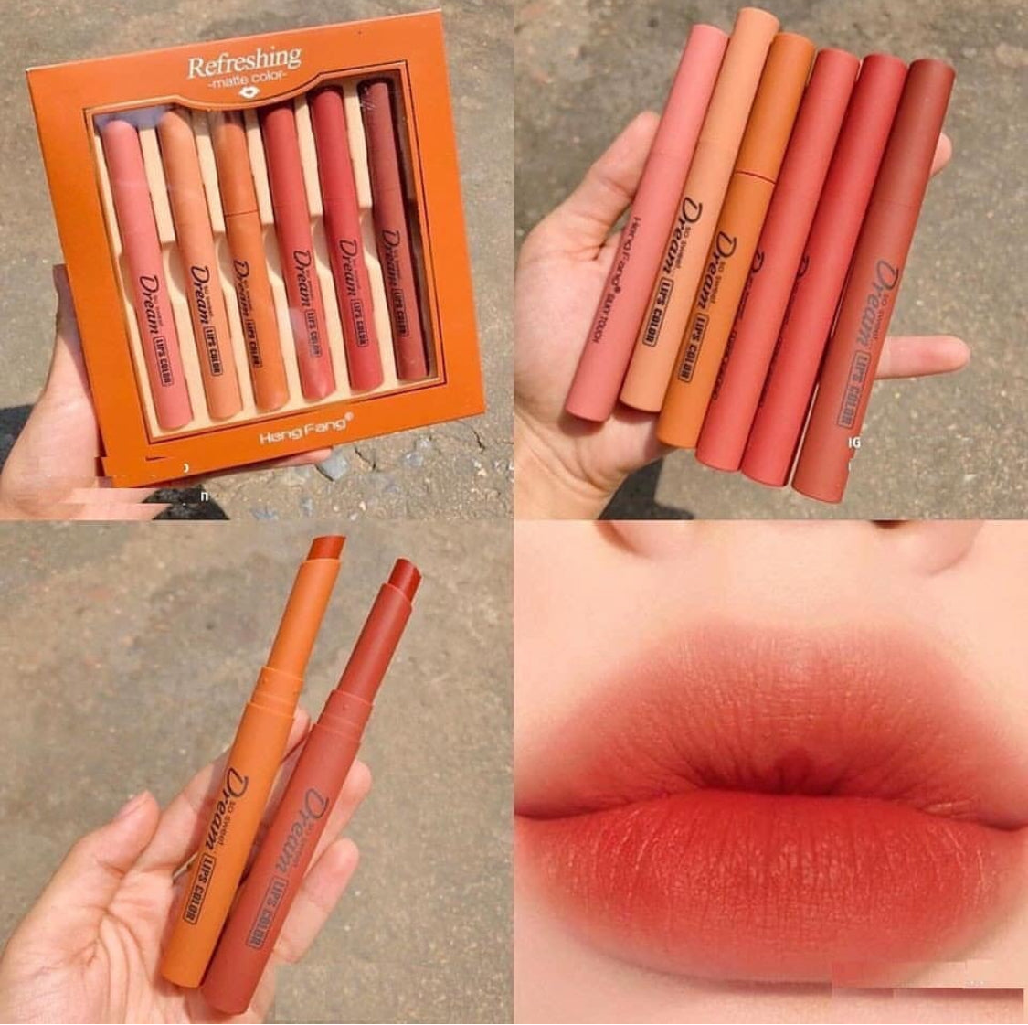 Henfang Dream matte Lipsticks pack of 6 colors