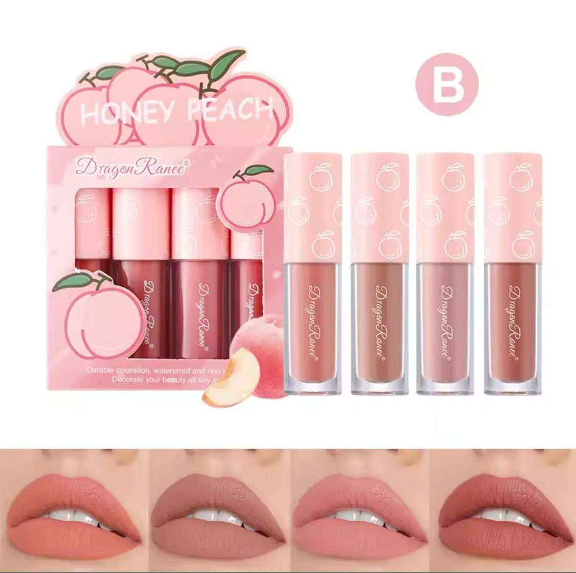 Dragon Ranee
4 color Liquid lipstick lipgloss matte set