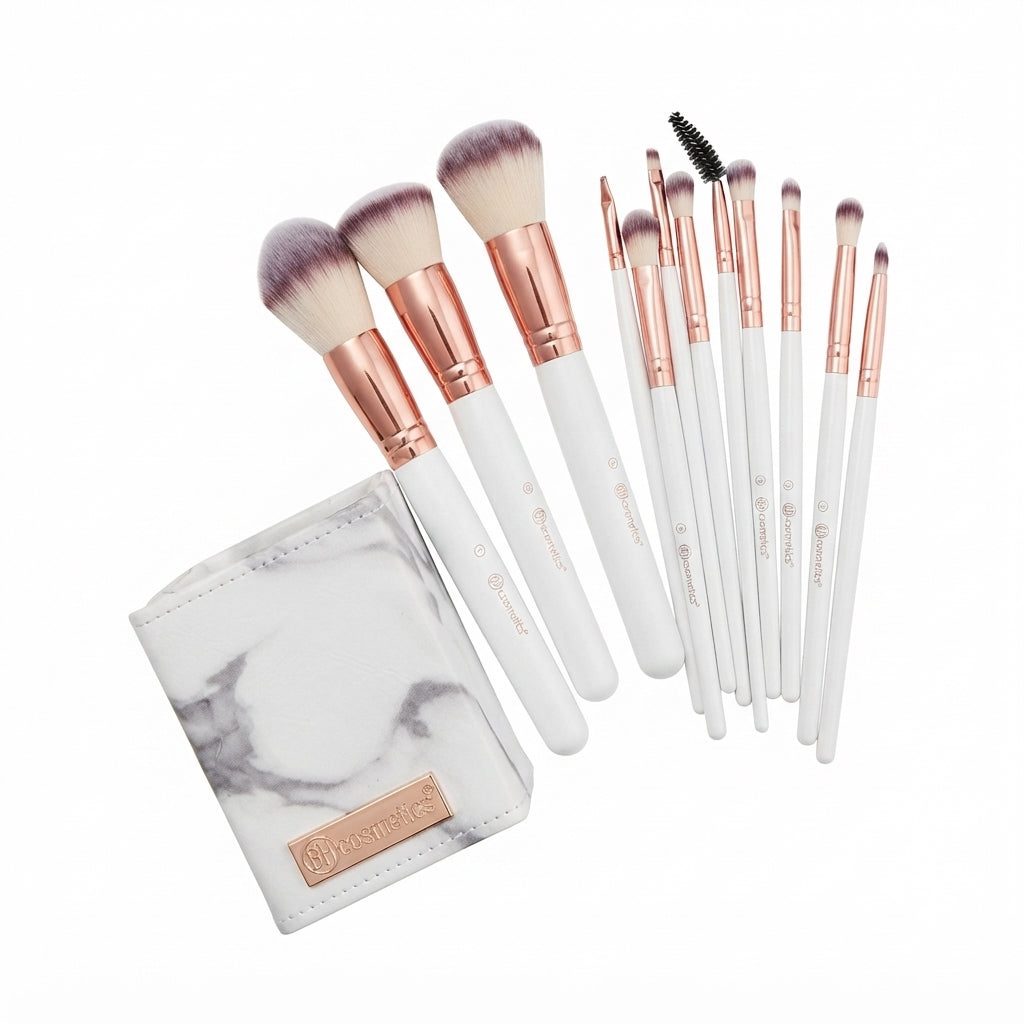 Bh cosmetics Rose Gold White brushes set with holder