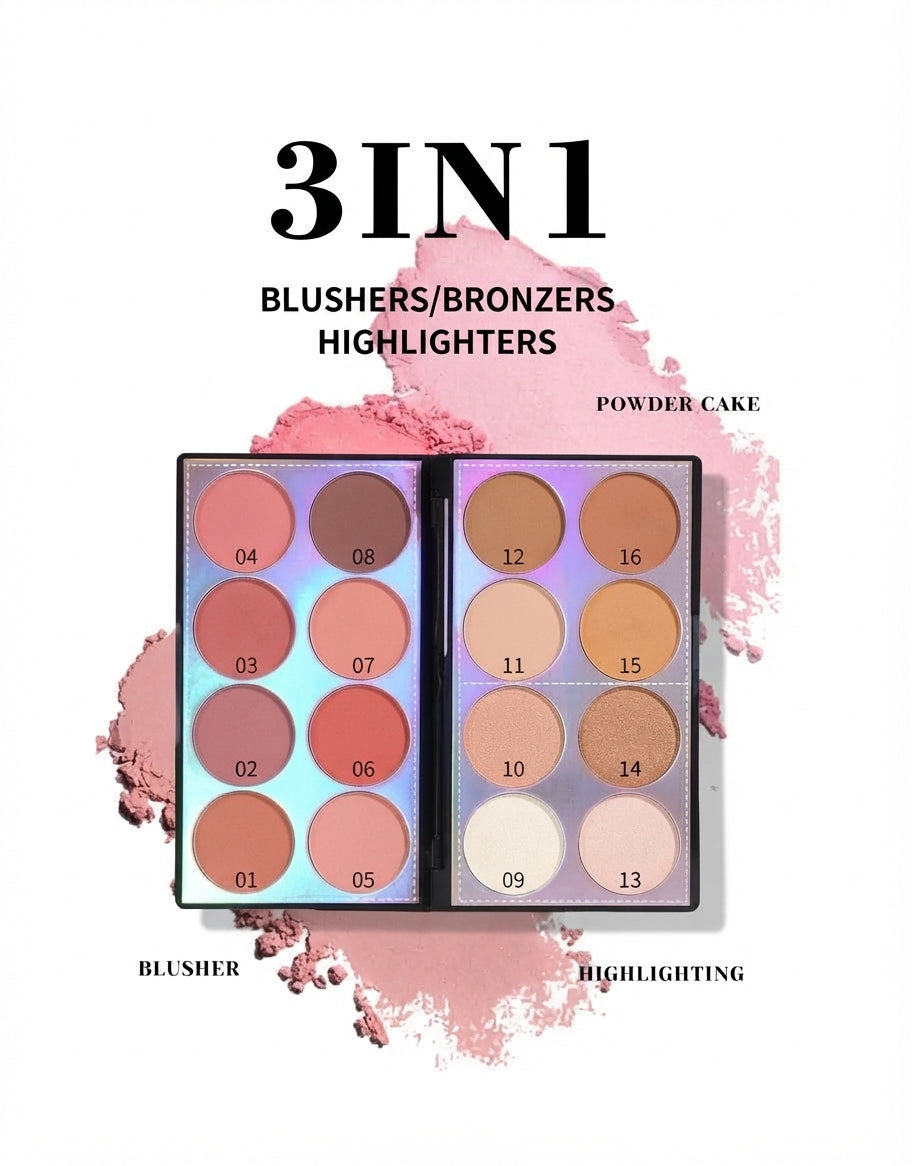 Missrose 3 in 1
Blusher , bronzer , highlighter pallete