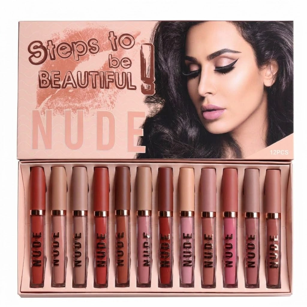 NUDE Steps to be beautiful lipgloss matte pack of 12