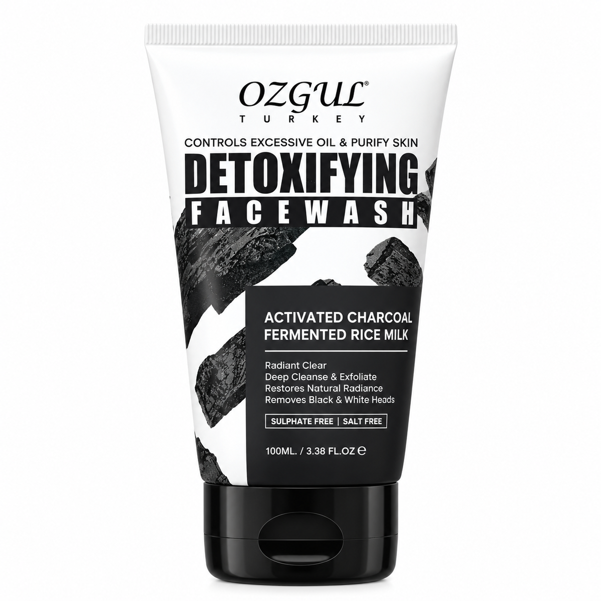 OZGUL Turkey Detoxifying Face Wash with Activated Charcoal & Fermented Rice Milk – 100ml