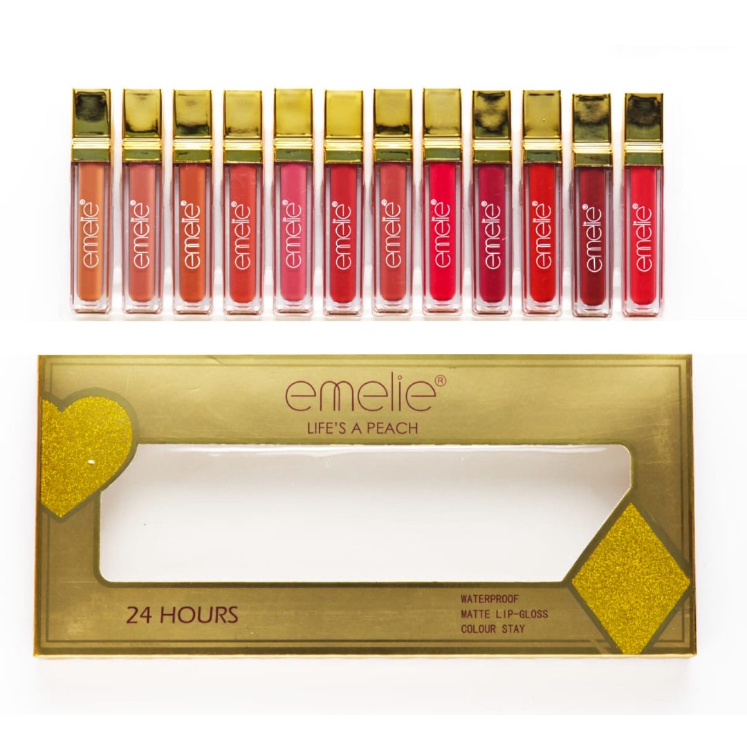 Emelie matte lipgloss pack of 12 colors