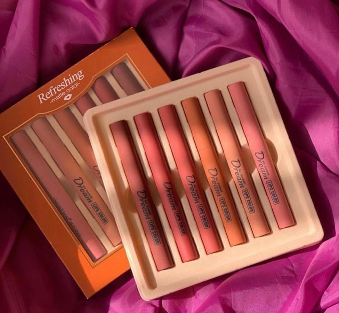 Henfang Dream matte Lipsticks pack of 6 colors