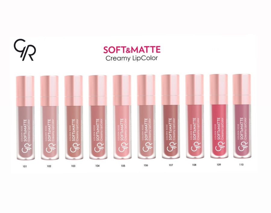 Golden rose soft matte & cream lip color set of 10 shades