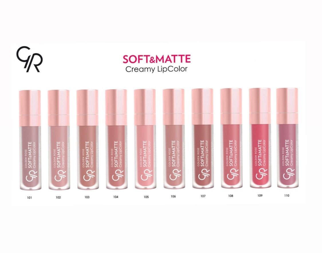 Golden rose soft matte & cream lip color set of 10 shades