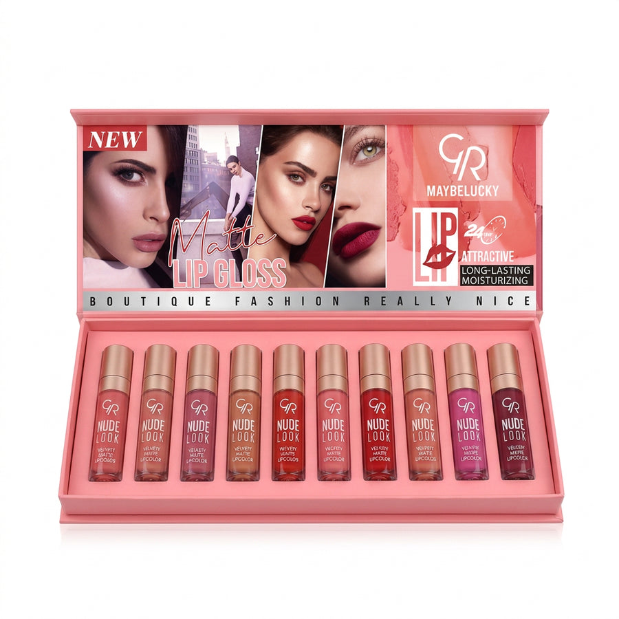 Golden Rose Matte Nude Look Lipgloss set of 12 shades
