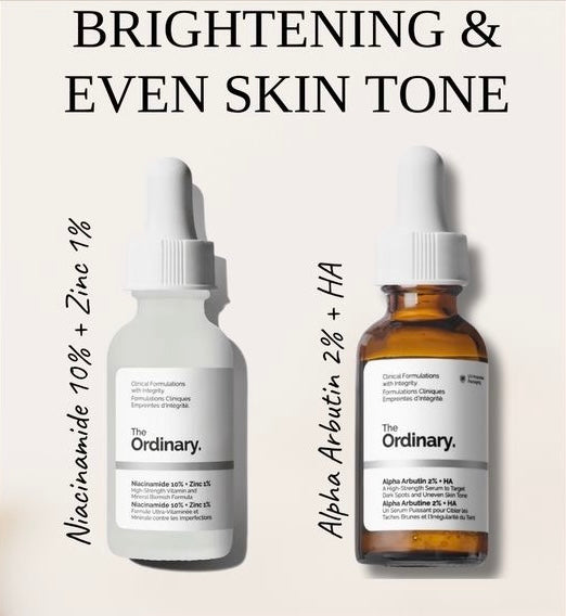 The Ordinary Brightening Duo: Niacinamide 10% + Zinc 1% & Alpha Arbutin 2% + HA