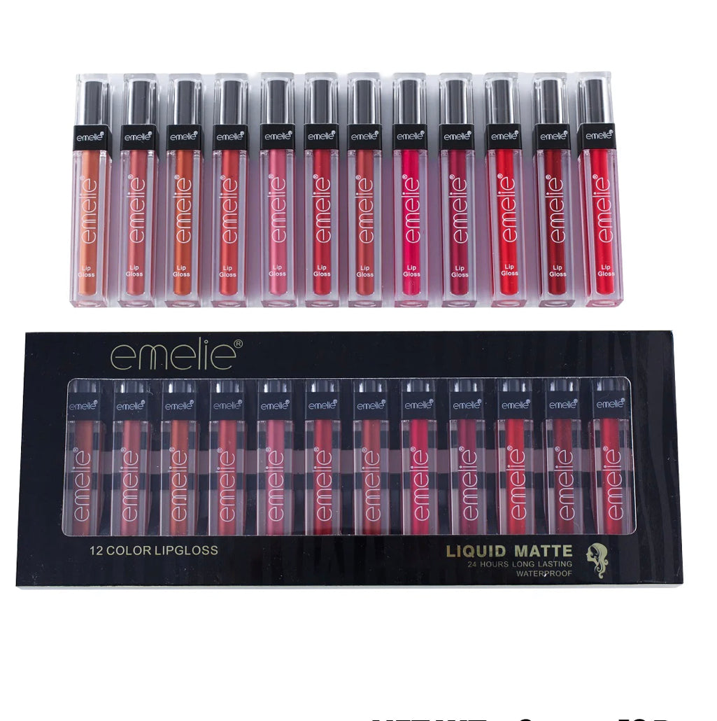 Emelie multi color lipgloss set pack of 12