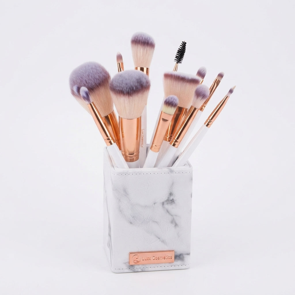 Bh cosmetics Rose Gold White brushes set with holder
