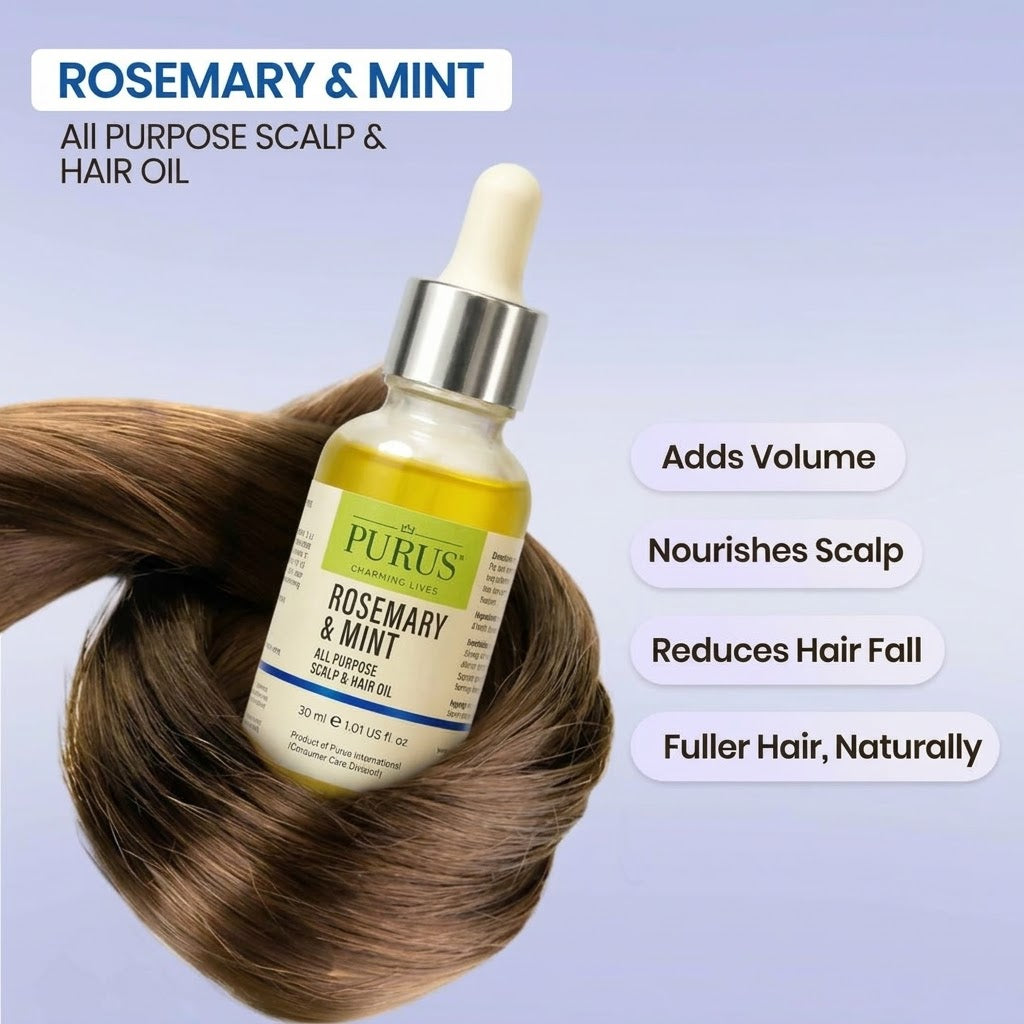 Purus Rosemary & Mint All-Purpose Scalp & Hair Oil - 30ml