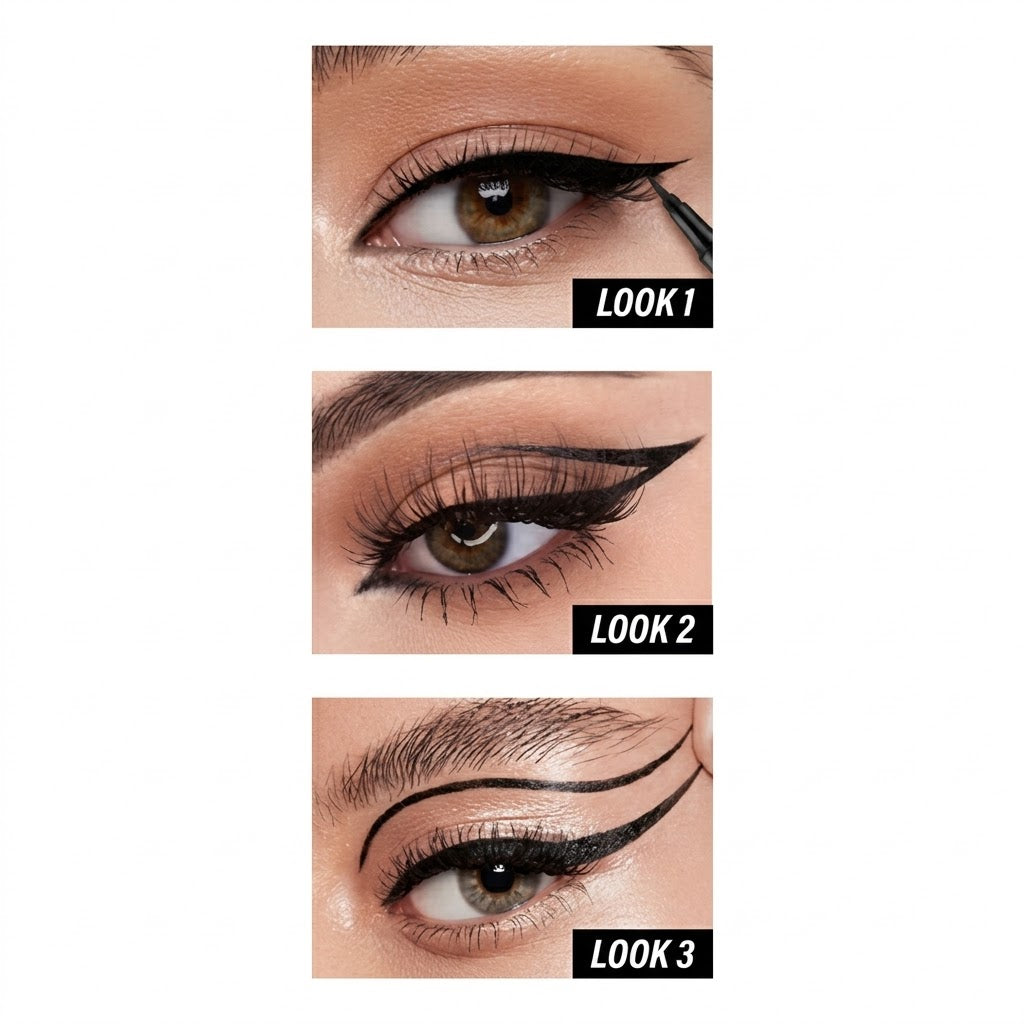 HUES QUEEN 360° Eye Liner Pen – Ultra-Fine Precision Liquid Eyeliner