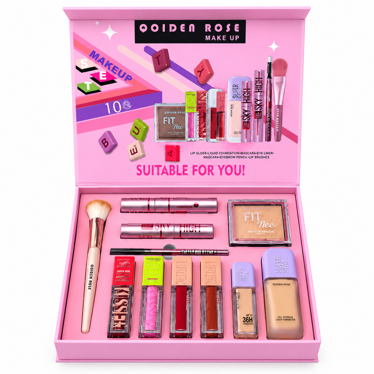 QOIDEN ROSE 10-Piece All-In-One Makeup Gift Set